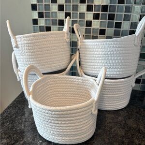 Set of 5 White Rope Basket Blanks